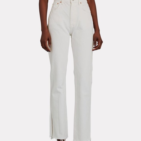 GRLFRND Harlow High-Rise Bootcut Slit Jeans Ivory Silver Strand 26 - Picture 5 of 16